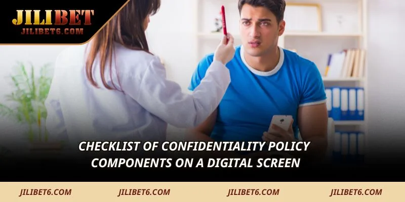 Checklist of confidentiality policy components on a digital screen