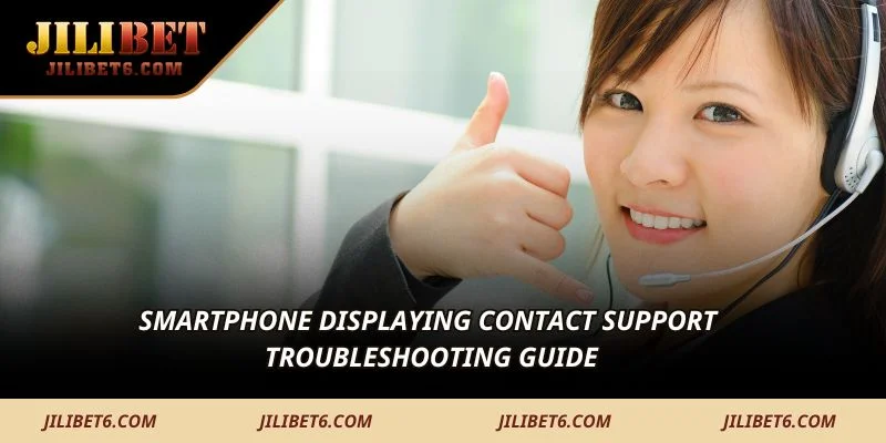 Smartphone displaying contact support troubleshooting guide