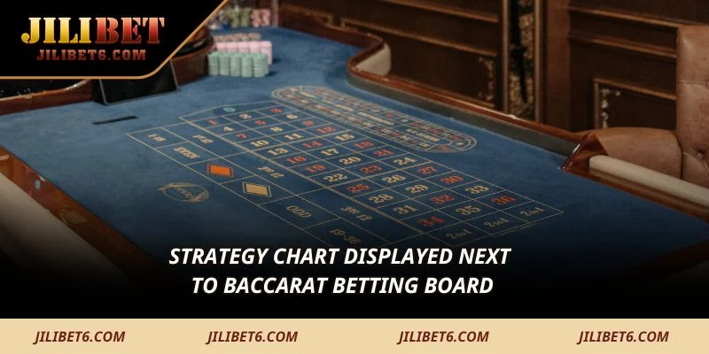 Strategy chart displayed next to baccarat betting board