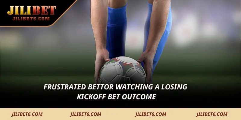 Frustrated bettor watching a losing kickoff bet outcome