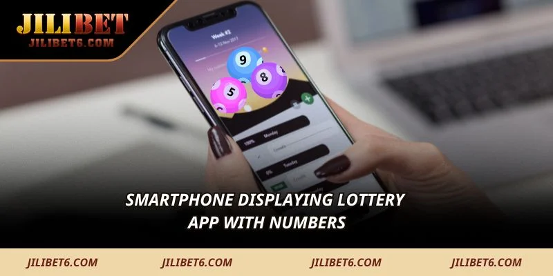Smartphone displaying lottery app with numbers