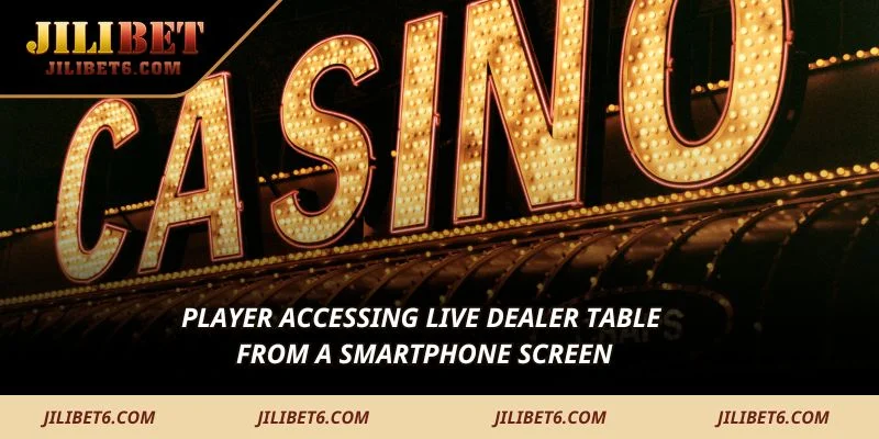 Player accessing live dealer table from a smartphone screen