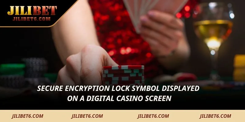 Secure encryption lock symbol displayed on a digital casino screen