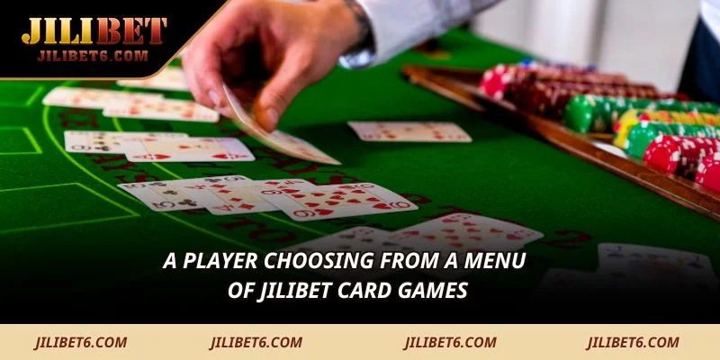 A player choosing from a menu of JILIBET Card Games