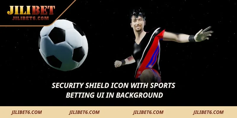 Security shield icon with sports betting UI in background
