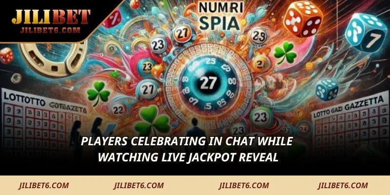 Players celebrating in chat while watching live jackpot reveal